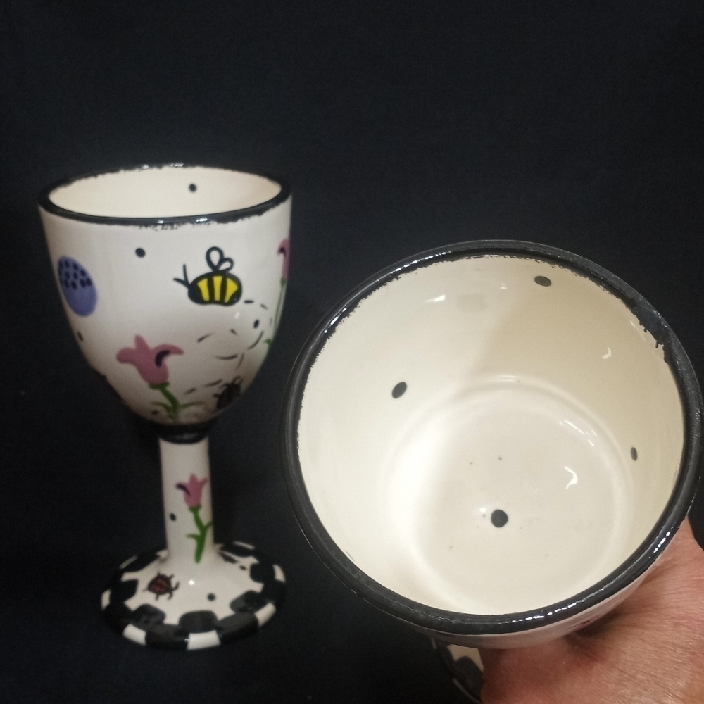 Two Hand Painted Goblets by Bette Abrams Made in the USA - Picture 6 of 13